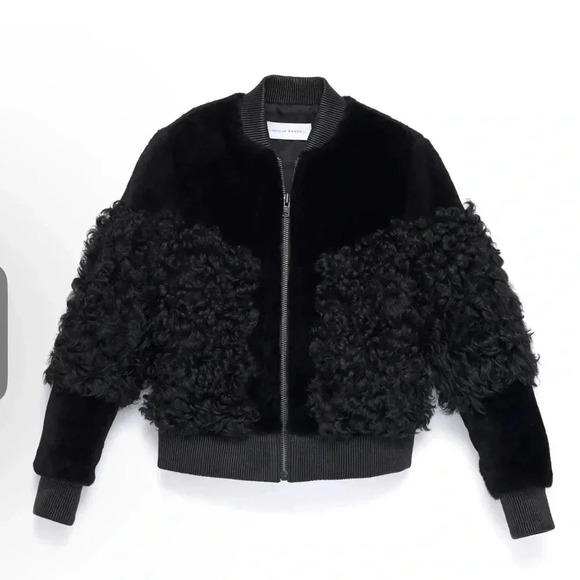 Loeffler Randall shearling leather bomber jacket - Picture 1 of 4